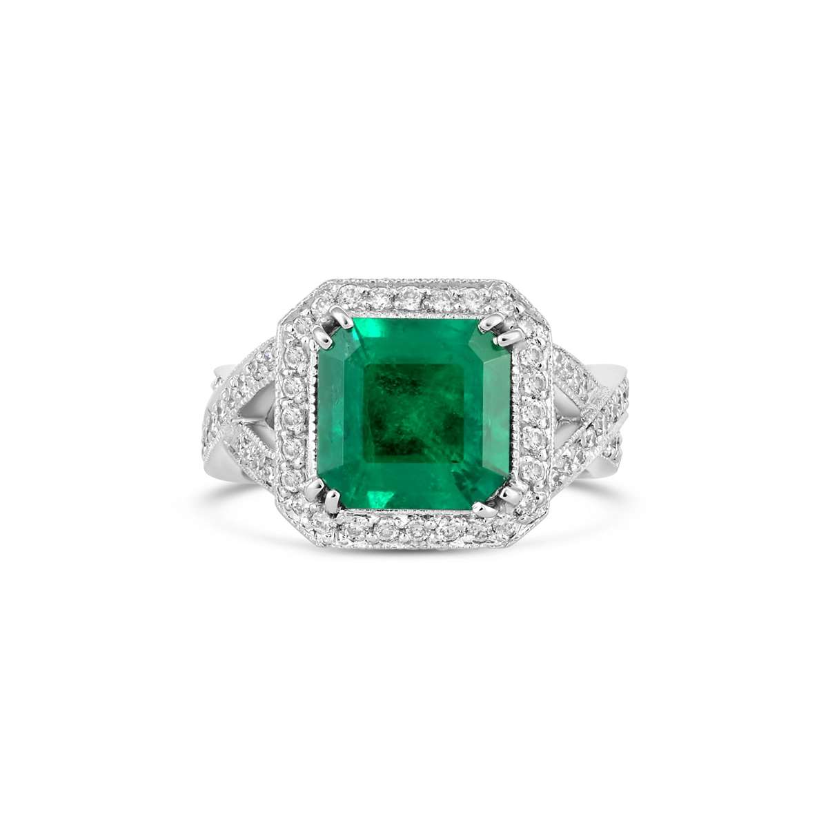 Engagement Collections Rings in White Gold containing Multi-gemstone, Diamond, Emerald 348318