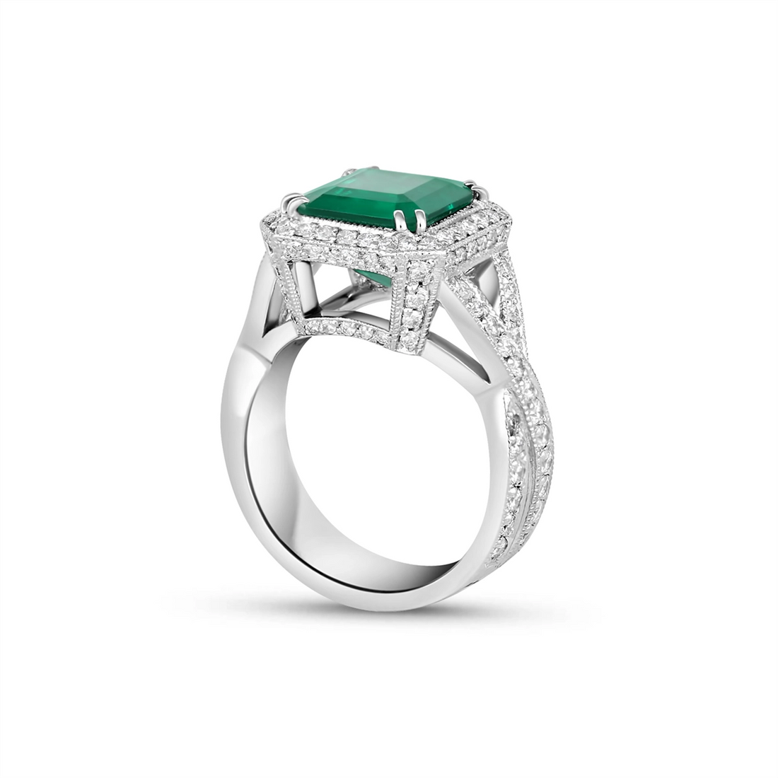 Engagement Collections Rings in White Gold containing Multi-gemstone, Diamond, Emerald 348318