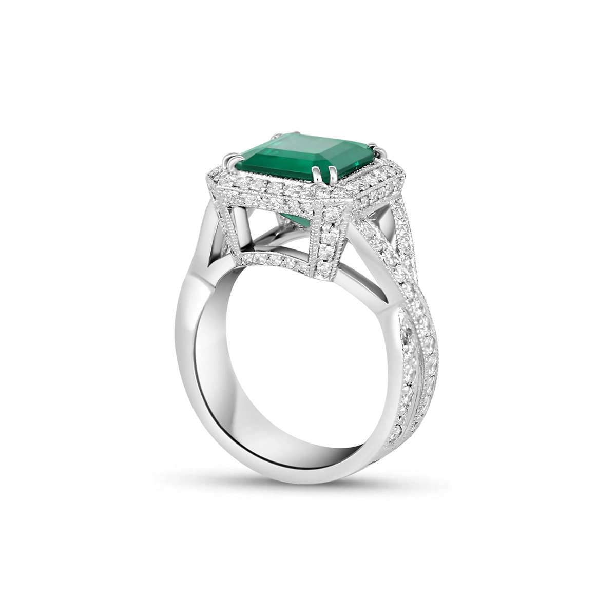 Engagement Collections Rings in White Gold containing Multi-gemstone, Diamond, Emerald 348318