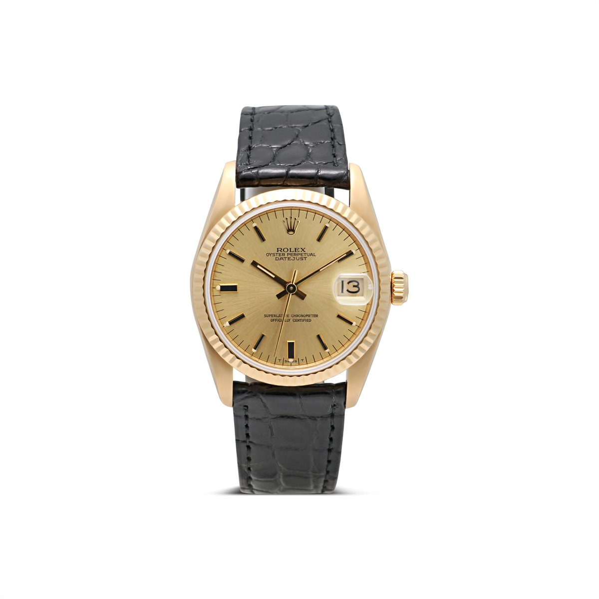 趣味 OYSTER PERPETUAL DATEJUST Rolex Datejust 31 18K YG Champagne Dial Black Lizard (Preowned