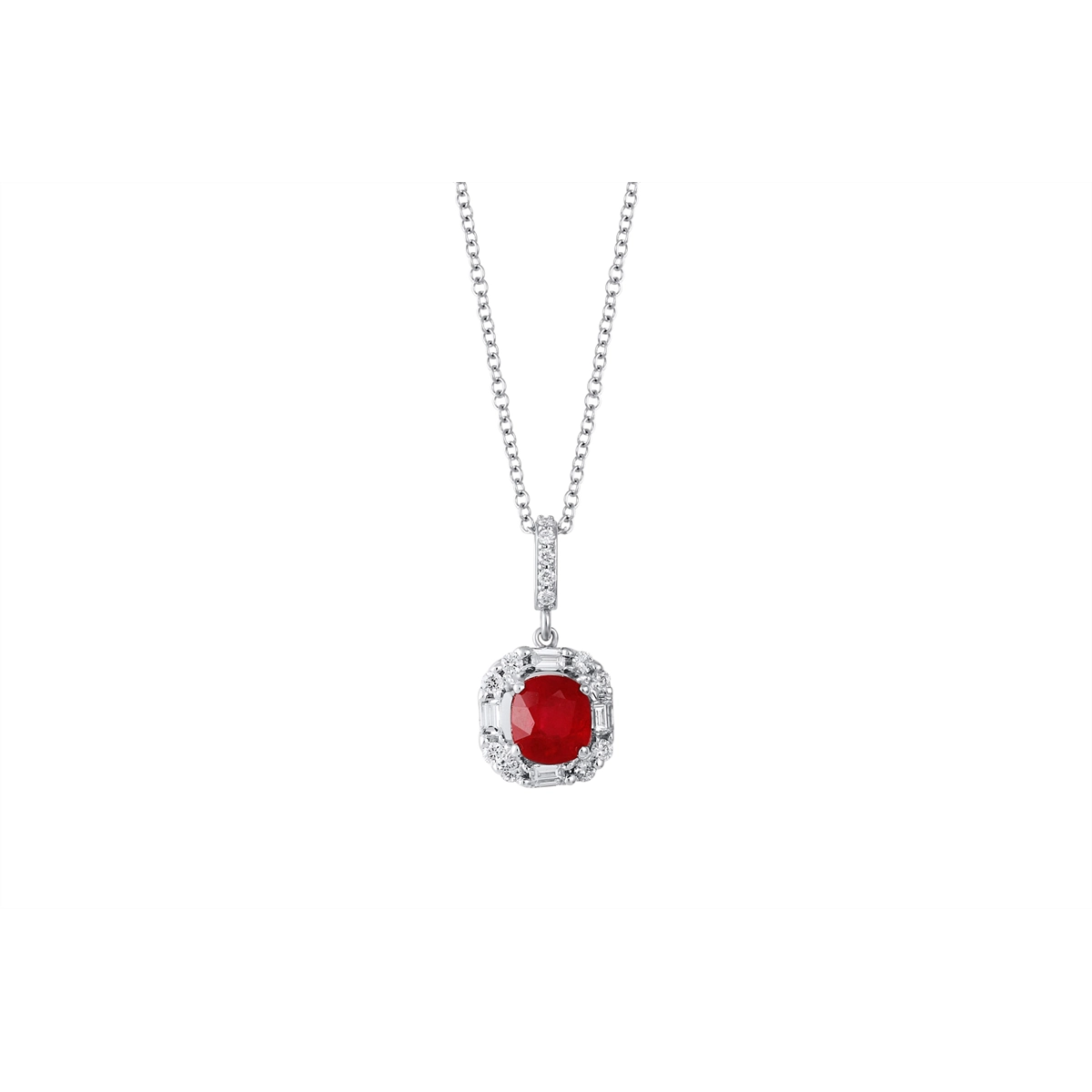 Pendants Necklaces in White Gold containing Multi-gemstone, Diamond, Ruby 359194