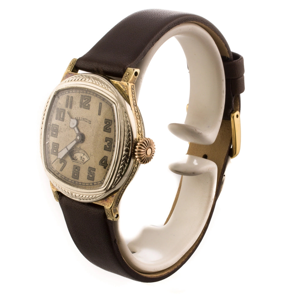 Vintage Illinois Guardsman 14K Gold Plated Watch 31mm Manual Wind