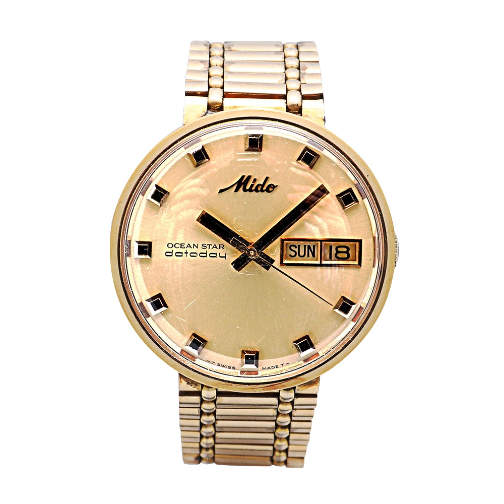 Vintage Mido Ocean Star Datoday Watch Gold Plated 36mm Automatic Preowned Sold As Is