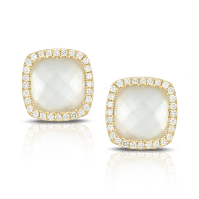 Doves Earrings in Yellow Gold containing Mother of pearl, Quartz, Multi-gemstone, Diamond E7111WMP