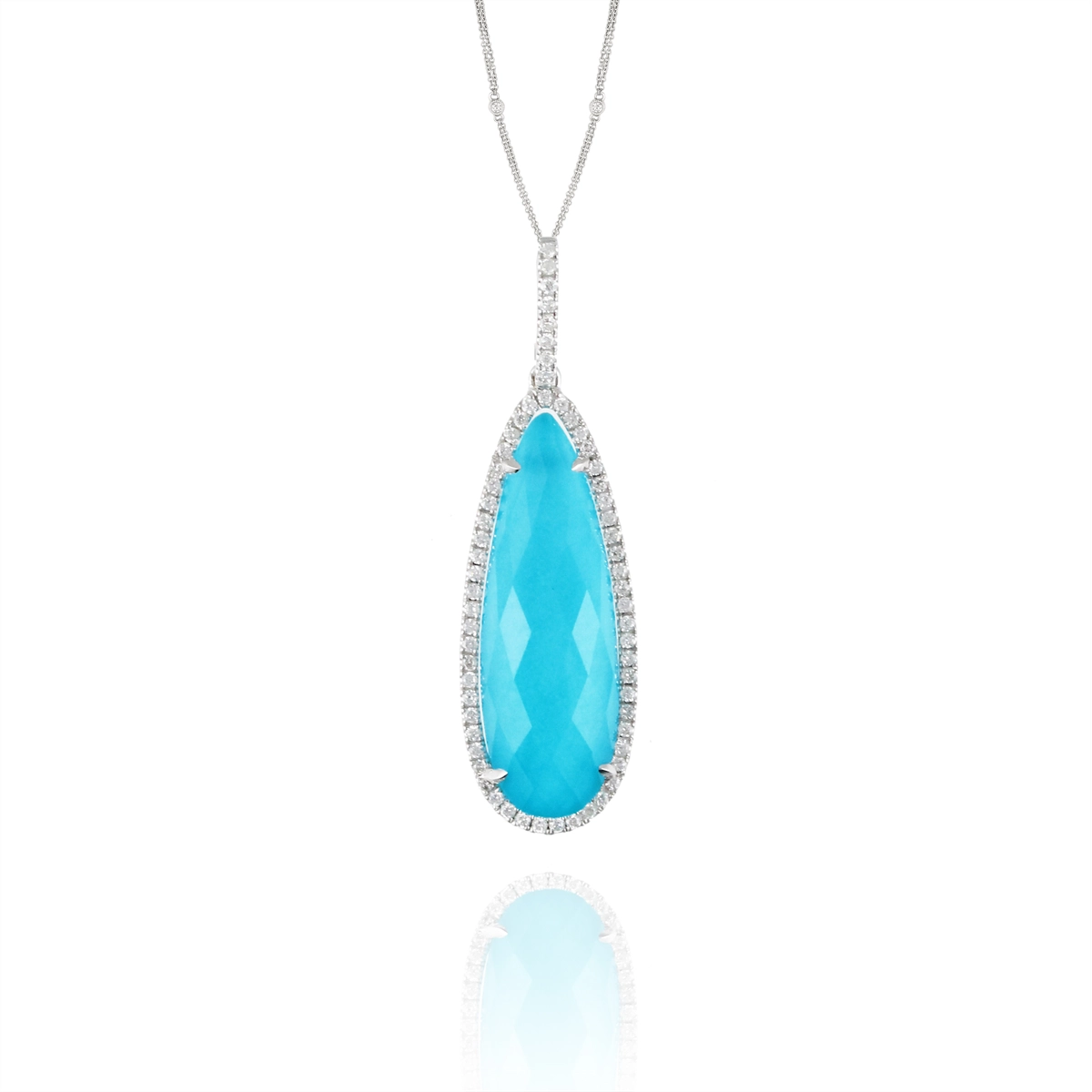 Doves Pendants in White Gold containing Quartz, Multi-gemstone, Diamond, Turquoise P5515TQ