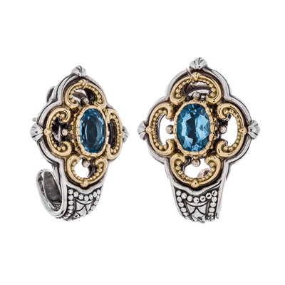 Konstantino Earrings in Mixed Metals containing Blue topaz  SKMK2948-104-CUT