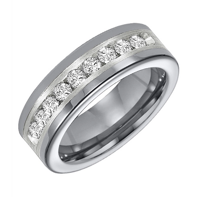Mens Bands Wedding Rings in Alternative Metals containing Diamond 373640