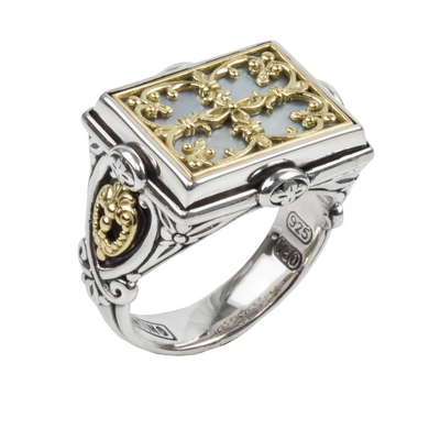 Konstantino Rings in Mixed Metals containing Mother of pearl DMK2111-117