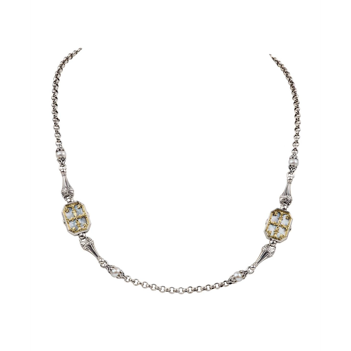 Konstantino Necklaces in Mixed Metals containing Mother of pearl, Multi-gemstone, Pearl KOMK4741-280