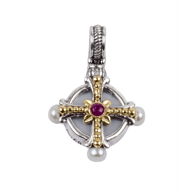 csv_image Konstantino Pendant in Mixed Metals containing Mother of pearl, Multi-gemstone, Ruby, Pearl MEMK5212-459