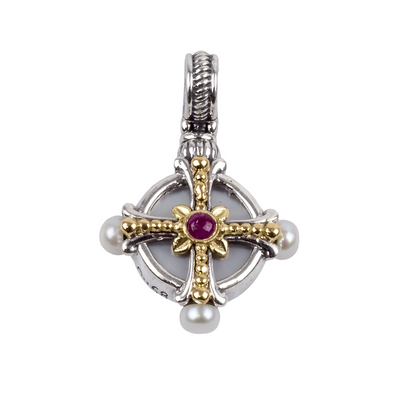 Konstantino Pendants in Mixed Metals containing Mother of pearl, Multi-gemstone, Ruby, Pearl MEMK5212-459