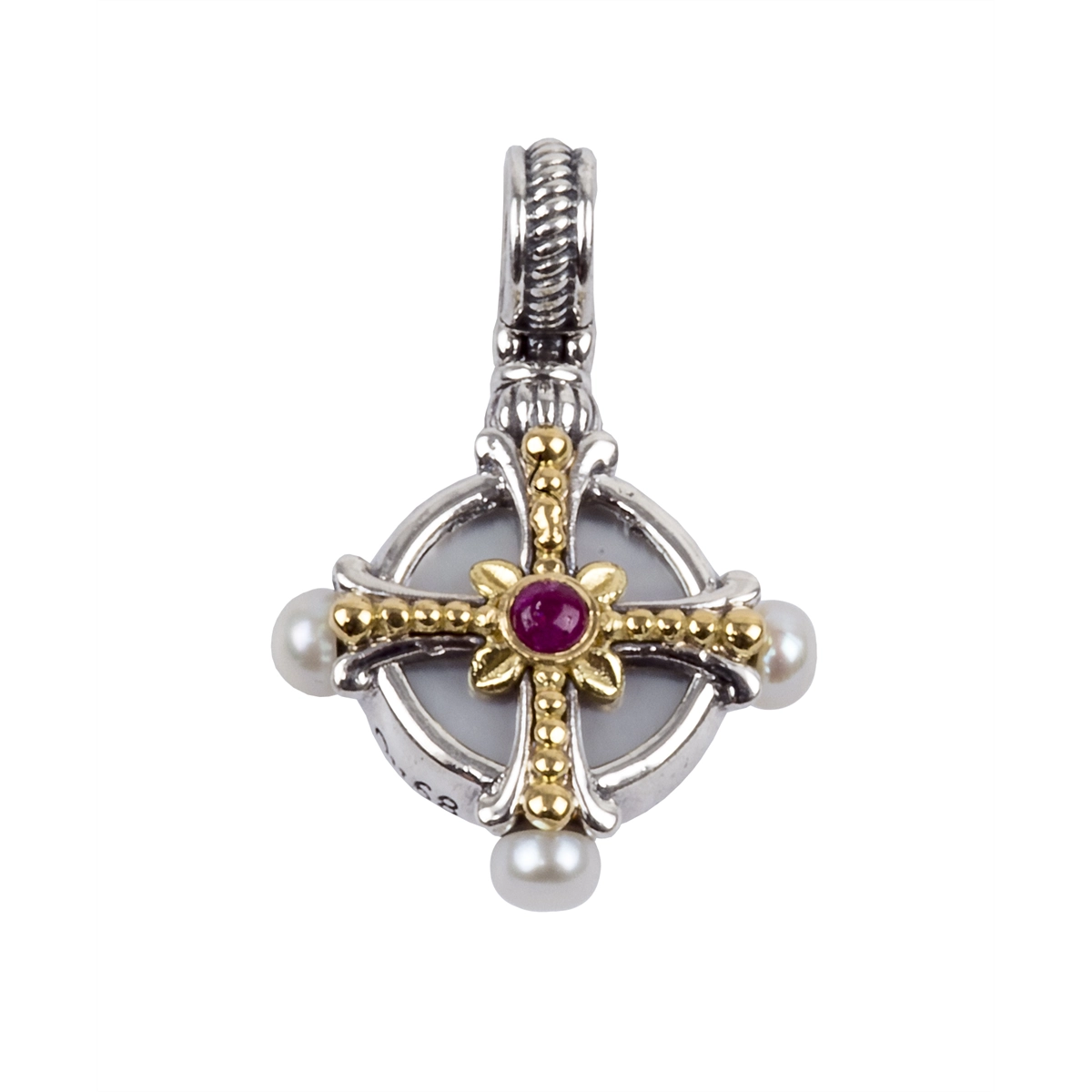 Konstantino Pendants in Mixed Metals containing Mother of pearl, Multi-gemstone, Ruby, Pearl MEMK5212-459