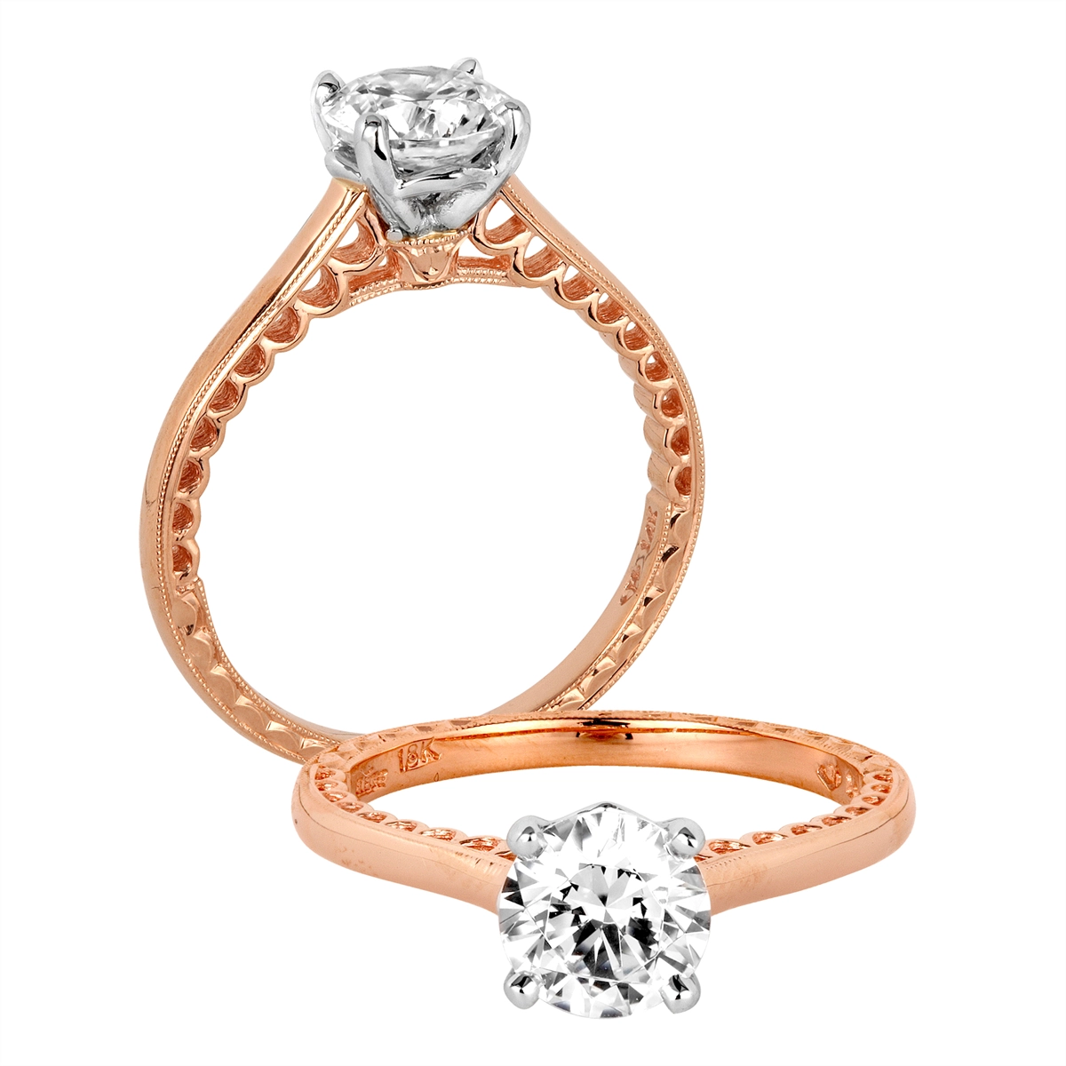 Jack Kelege Engagement Rings in Rose Gold 378640