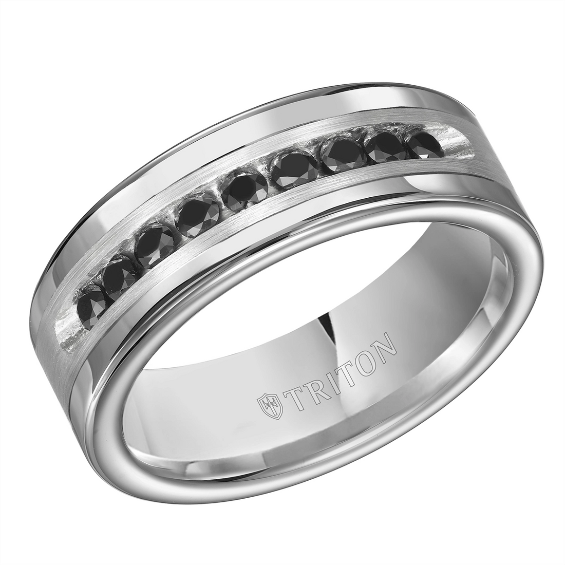 Mens Bands Wedding Rings in Alternative Metals containing Black diamond 380790