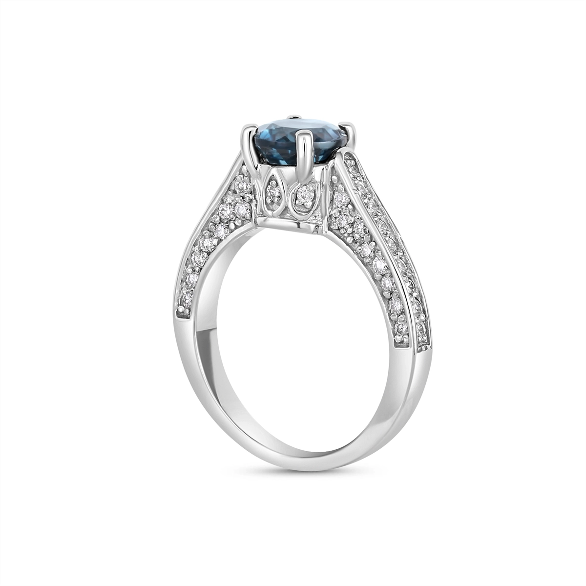 Engagement Collections Rings in White Gold containing London blue topaz, Multi-gemstone, Diamond ER6100-CUSTOM
