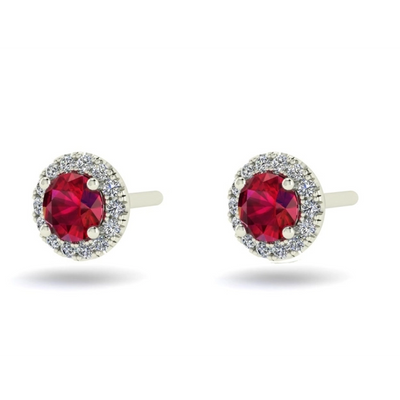 Fana Earrings in White Gold containing Multi-gemstone, Diamond, Ruby ER7001R/WG