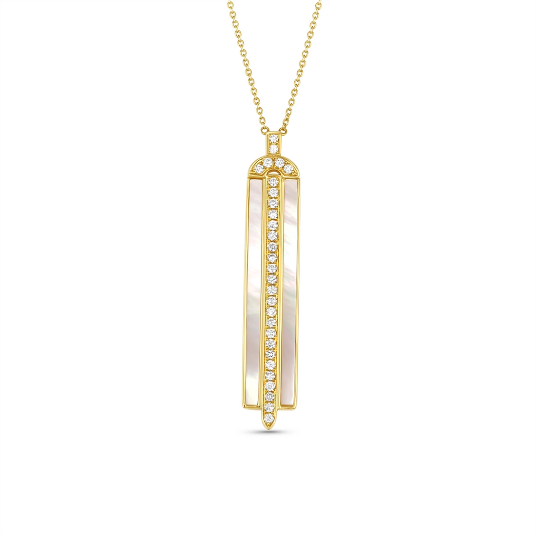 Doves Necklaces in Yellow Gold containing Mother of pearl, Quartz, Multi-gemstone, Diamond N8749WMP