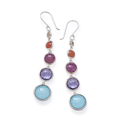 Ippolita Earrings in Silver containing Amethyst, Citrine, Other, Multi-gemstone, Ruby, Turquoise SE2106MULTI