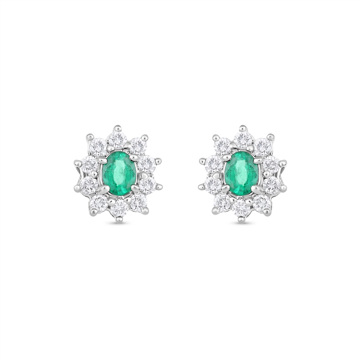 Earrings Earrings in Platinum/Palladium containing Multi-gemstone, Diamond, Emerald 385580
