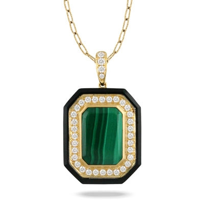 Doves Pendants in Yellow Gold containing Black onyx, Other, Multi-gemstone, Diamond P9132BOMC