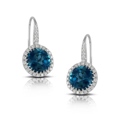Doves Earrings in White Gold containing London blue topaz, Multi-gemstone, Diamond E7899LBT