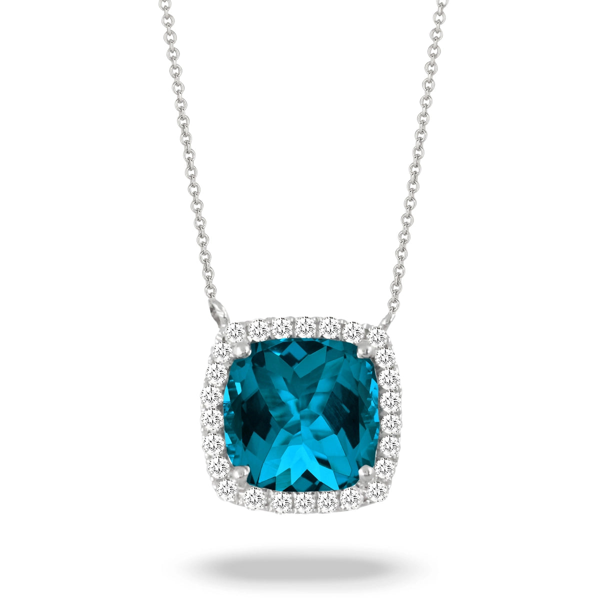 Doves Necklaces in White Gold containing London blue topaz, Multi-gemstone, Diamond N9059LBT