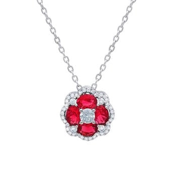 Fana Necklaces in White Gold containing Multi-gemstone, Diamond, Ruby P1574R/WG