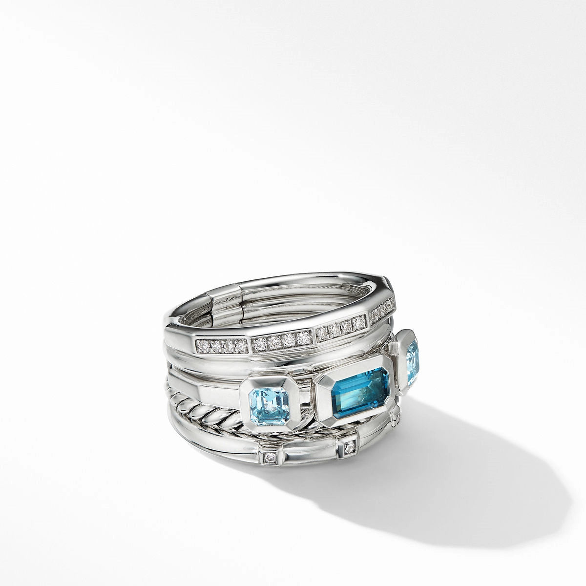 David Yurman Rings in Silver containing Blue topaz , London blue topaz, Multi-gemstone, Diamond R14695DSSAIBBTDI8