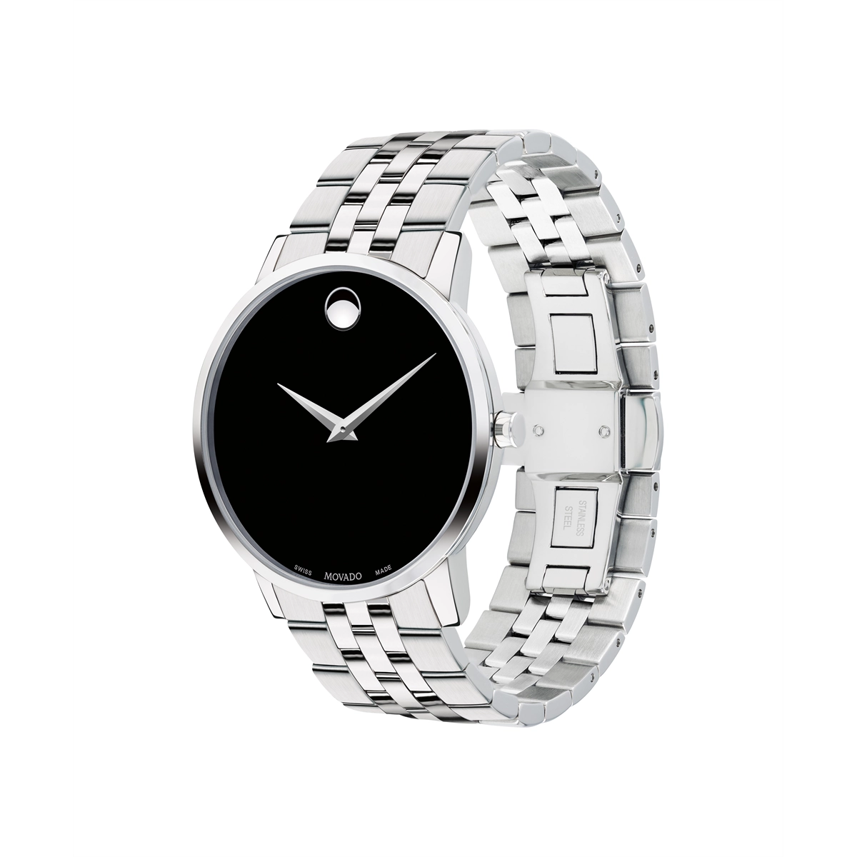 Movado Museum Classic Watch Stainless Steel Black Dial 40mm Quartz