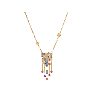 Gurhan Necklaces in Yellow Gold containing Aquamarine, Blue topaz , Pink tourmaline, Other, Multi-gemstone, Ruby GUN-YG-MS18-3575