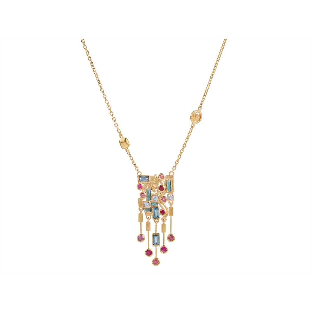 Gurhan Necklaces in Yellow Gold containing Aquamarine, Blue topaz , Pink tourmaline, Other, Multi-gemstone, Ruby GUN-YG-MS18-3575