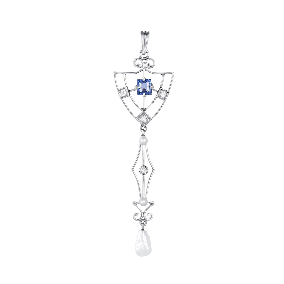 Undefined Pendants in Platinum/Palladium containing Multi-gemstone, Diamond, Sapphire, Pearl 395519