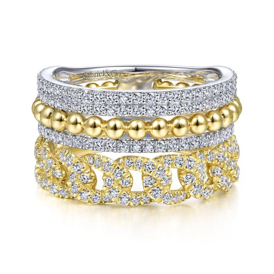 Gabriel & Co Rings in Mixed Metals containing Diamond LR51517M45JJ