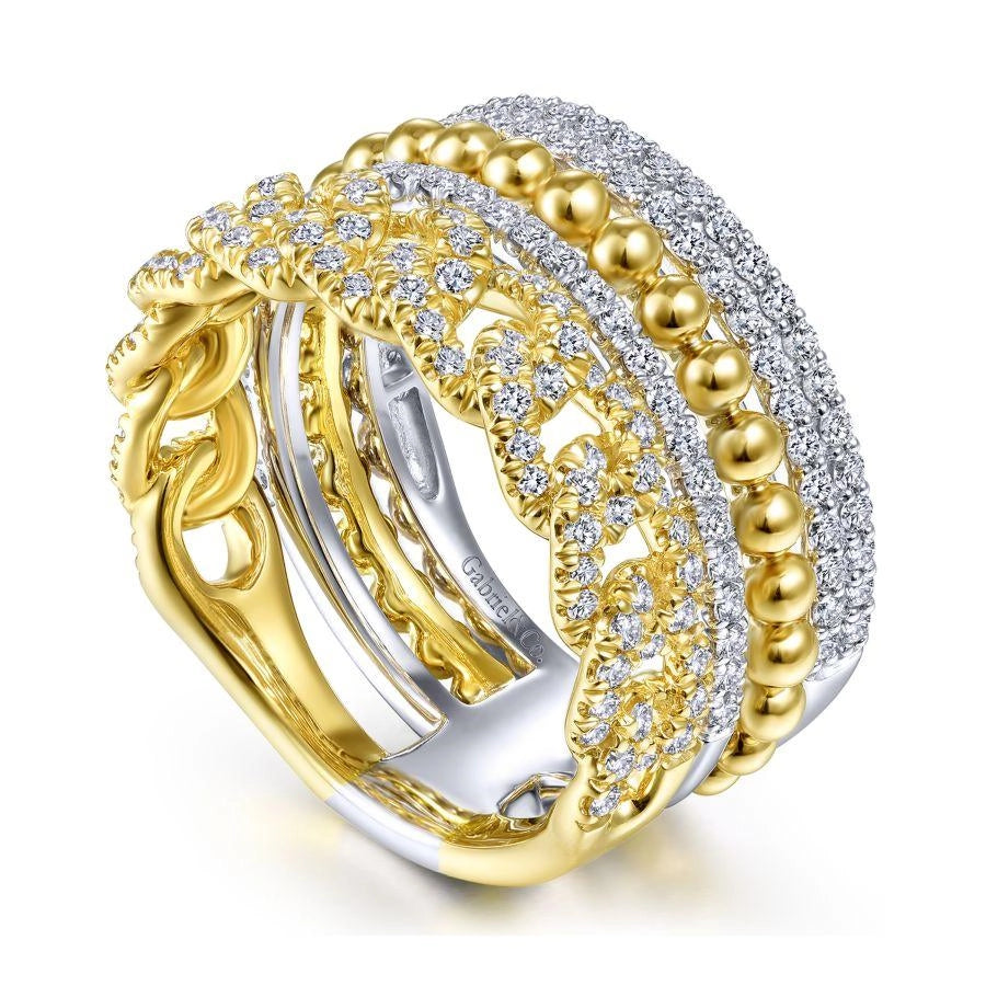 Gabriel & Co Rings in Mixed Metals containing Diamond LR51517M45JJ