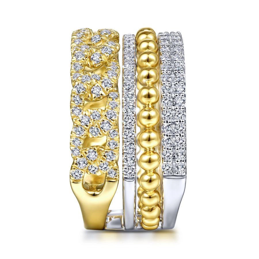 Gabriel & Co Rings in Mixed Metals containing Diamond LR51517M45JJ