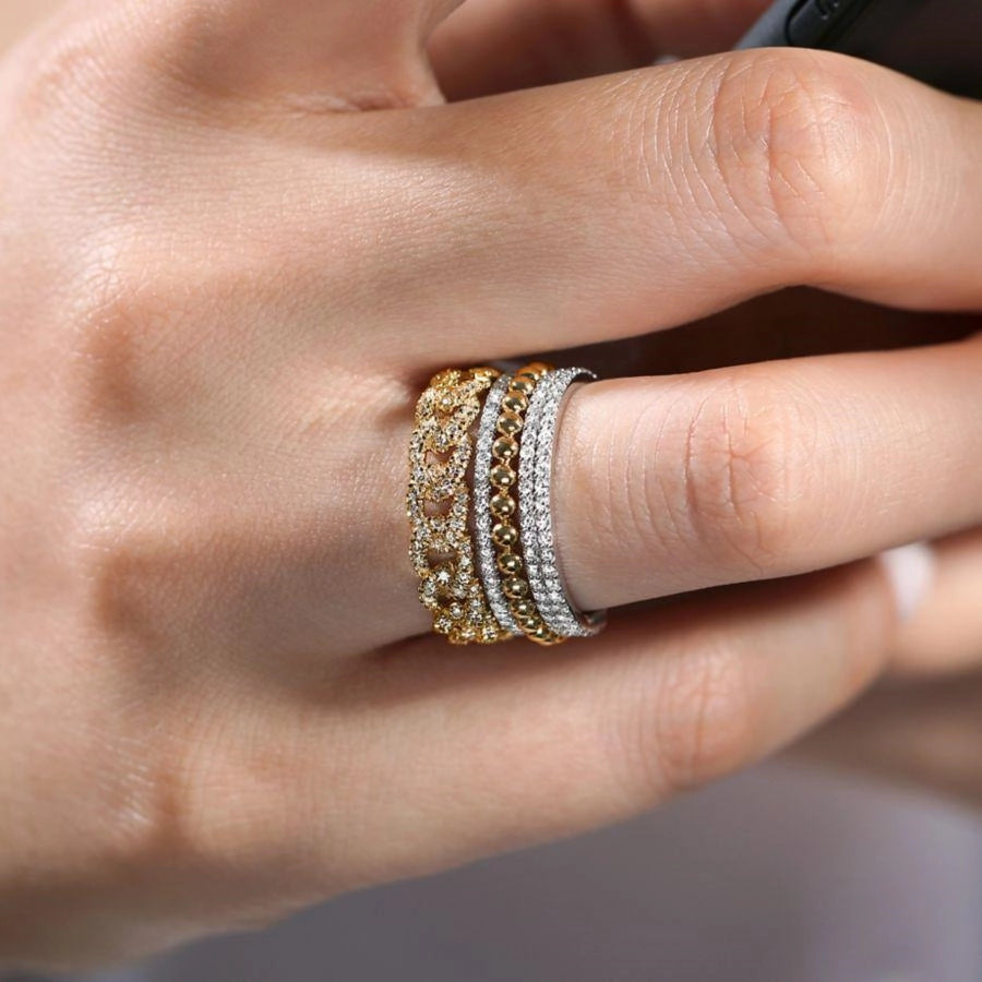 Gabriel & Co Rings in Mixed Metals containing Diamond LR51517M45JJ