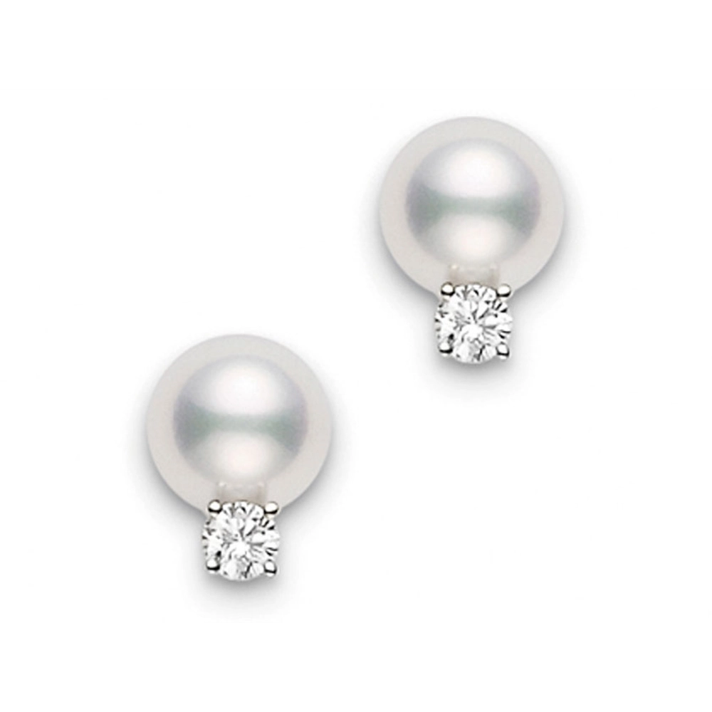 Mikimoto Earrings in White Gold containing Multi-gemstone, Diamond, Pearl PES602DW