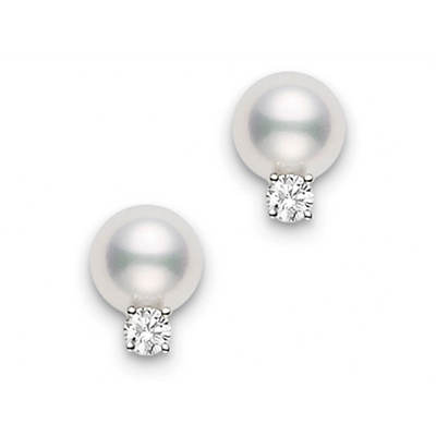 Mikimoto Earrings in White Gold containing Multi-gemstone, Diamond, Pearl PES602DW
