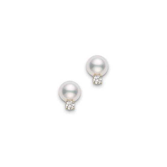 Mikimoto Earrings in Yellow Gold containing Multi-gemstone, Diamond, Pearl PES702DK