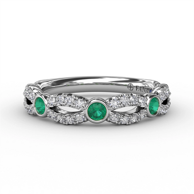 Fana Rings in White Gold containing Multi-gemstone, Diamond, Emerald R1720E/WG