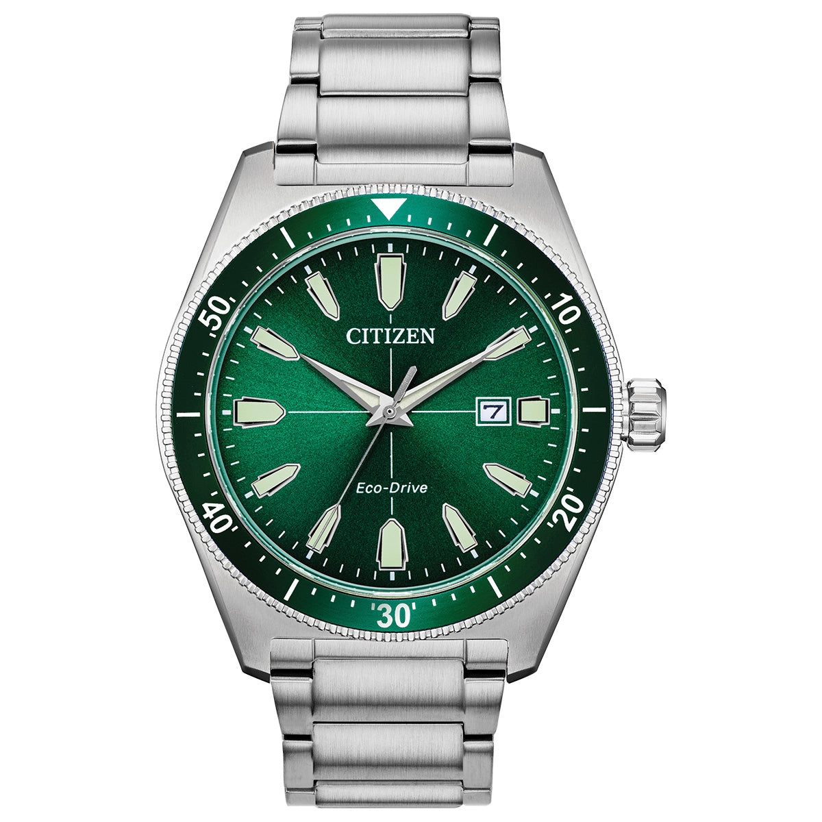 Citizen Brycen Watch Green Dial Stainless Steel 43mm Eco-Drive