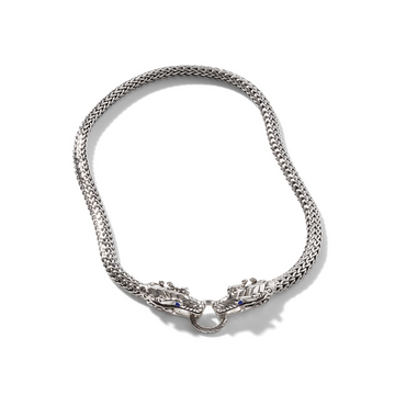 John Hardy Legends Naga Silver Medium Chain Double Dragon Head