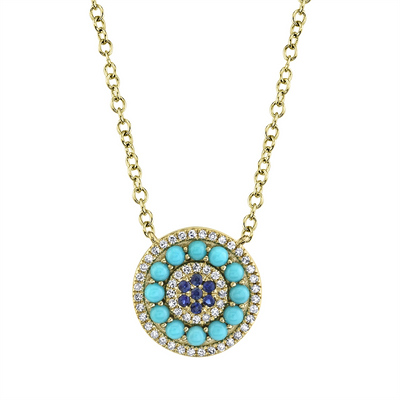 csv_image Necklaces Necklace in Yellow Gold containing Multi-gemstone, Diamond, Sapphire, Turquoise 399483