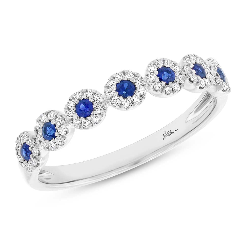 Wedding Bands Rings in White Gold containing Multi-gemstone, Diamond, Sapphire 399520
