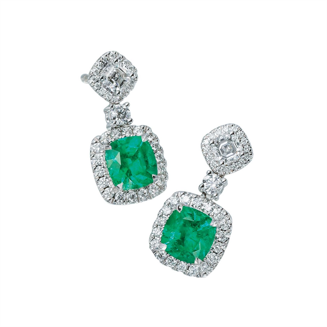 Earrings Earrings in White Gold containing Multi-gemstone, Diamond, Emerald 404449
