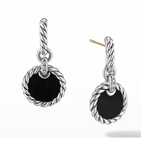 David Yurman Earrings in Silver containing Black onyx, Multi-gemstone, Diamond E17016DSSDBODI