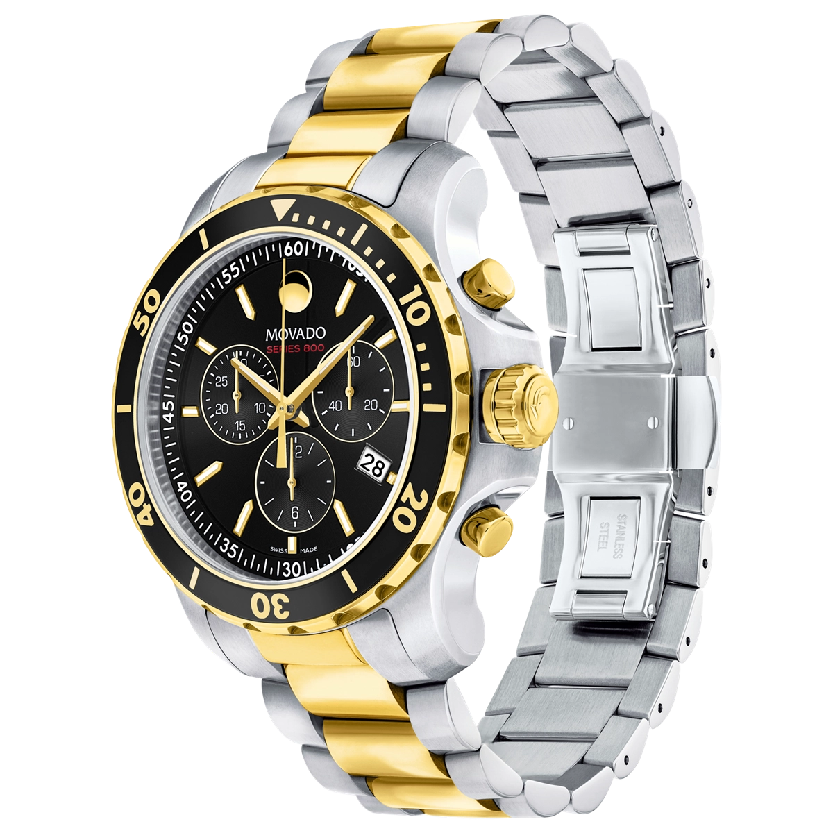 Movado Series 800 Two-Tone Stainless Steel Black Dial Chronograph