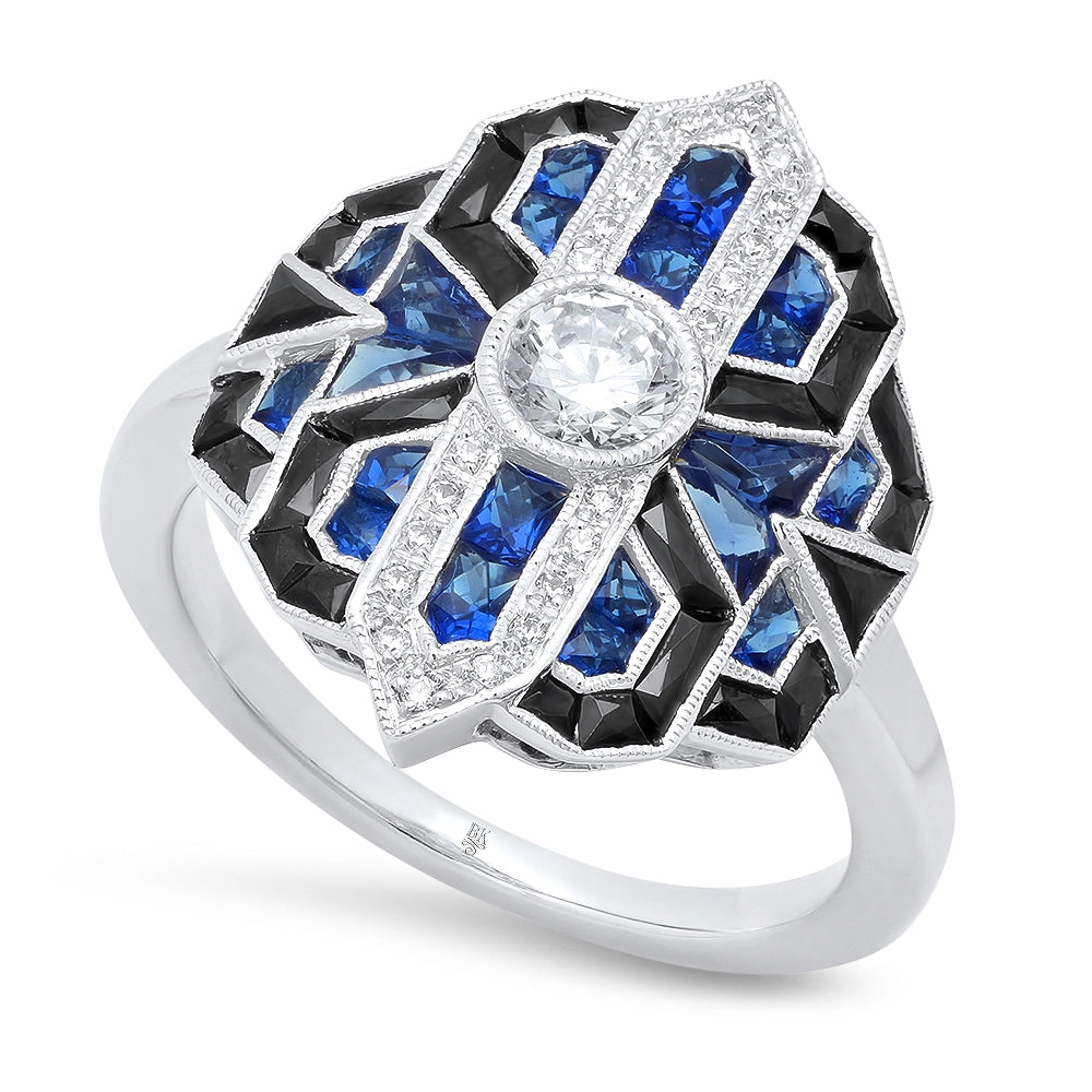 Rings Rings in White Gold containing Black onyx, Multi-gemstone, Diamond, Sapphire 407078