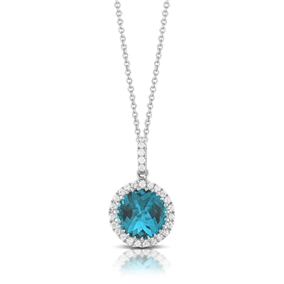 Doves Pendants in White Gold containing London blue topaz, Multi-gemstone, Diamond P8522LBT