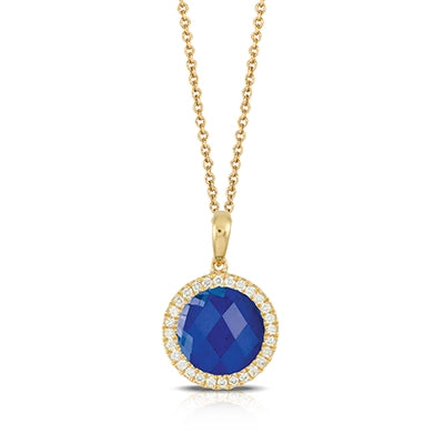 Doves Pendants in Yellow Gold containing Lapis, Quartz, Multi-gemstone, Diamond P7107LP